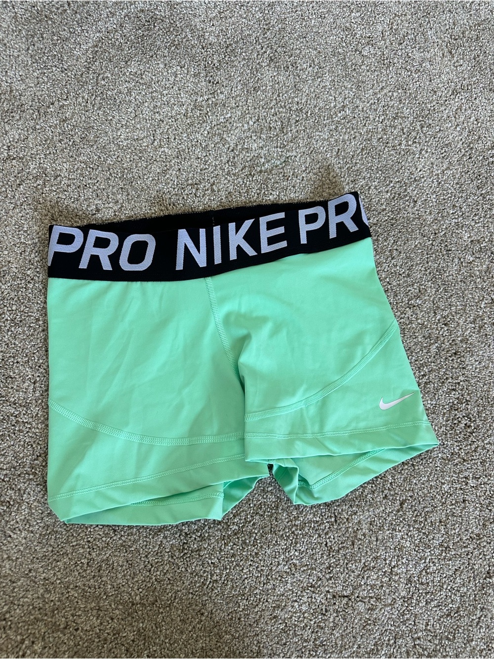 Nike Mint Green Pro Bike Shorts with Black Branded Waistband